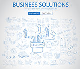 Business Solutions Concept with Doodle design style