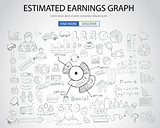 Estimate Earnings concept with Doodle design style