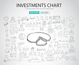 Investment Chart concept with Doodle design style