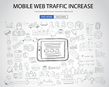 Mobile web traffic concept with Doodle design style 
