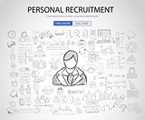 Personal recruitment concept  with Doodle design style