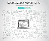 Social Media Advertising concept with Doodle design style