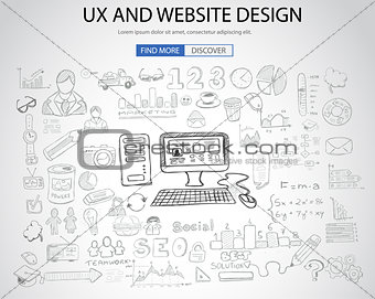 UX Website Design  concept with Doodle design style: