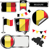 Glossy icons with flag of Belgium