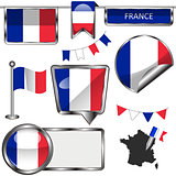 Glossy icons with flag of France