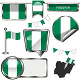 Glossy icons with flag of Nigeria