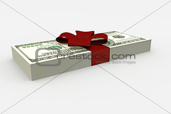 dollar stack with red ribbon