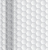 Abstract brochure with tire tracks and hexagon pattern