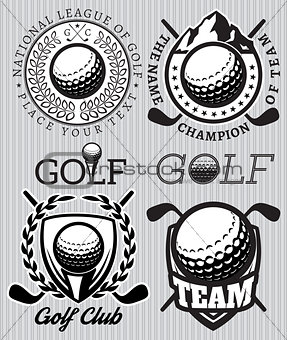 set of vector patterns badges for golf