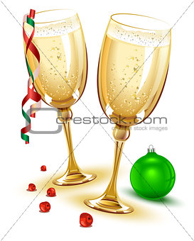 Two glasses of champagne. New Year Eve
