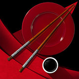 Asian Menu with Wooden Chopsticks