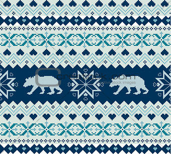 Seamless knitted pattern with bears