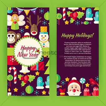 Flyer Template of Flat Happy New Year Objects and Elements
