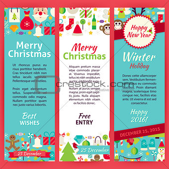 Happy New Year Invitation Vector Template Flyer Set