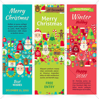 Winter Christmas Holiday Vector Invitation Template Flyer Set