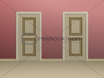 Two beige paneled doors