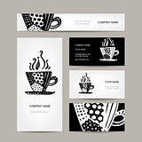 Business cards collection, coffee cup design