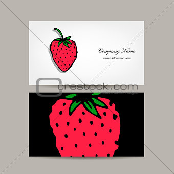 Business card template, strawberry design