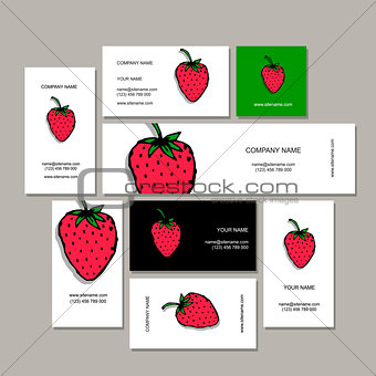 Business cards collection, strawberry design
