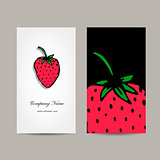 Business card template, strawberry design