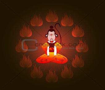 Wise Chinese monkey in a circle of fire. Symbol of the New Year. EPS10 vector illustration