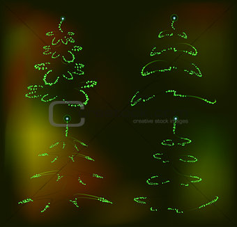 Set of abstract brilliant Christmas trees. EPS10 vector illustration