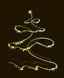 Golden Christmas tree with a star. EPS10 vector illustration
