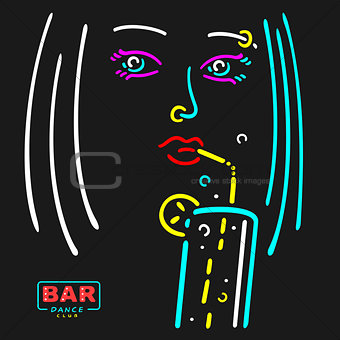 Vector Girl in The Bar
