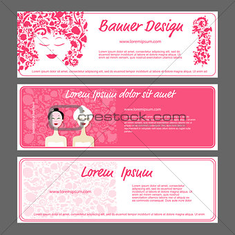 Banner template, beautiful female face