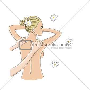 Back massage, woman sketch for your design