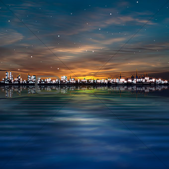 abstract stars background with sunset in Tallinn