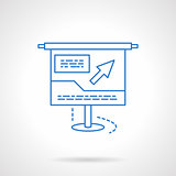 Blue flat line online presentation vector icon