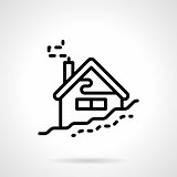 House in winter black line vector icon