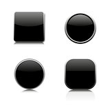 Set of glass buttons, vector illustration.