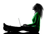 woman using laptop Computers silhouette isolated