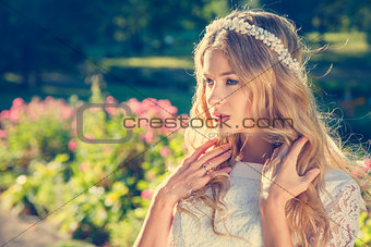 Charming Bride on Nature Background