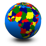 Africa on political globe illustration