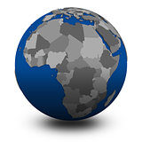 Africa on political globe illustration