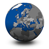 Europe on political globe illustration