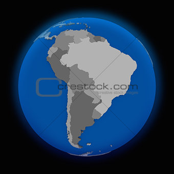 south America on political Earth
