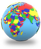 Eastern Hemisphere on the globe