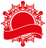 Red snowflake and tape. Christmas label template