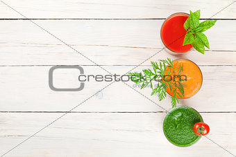 Fresh vegetable smoothie. Tomato, cucumber, carrot