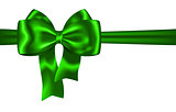Green ribbon and bow for festive decorations