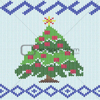 Christmas tree with knitting ornate details