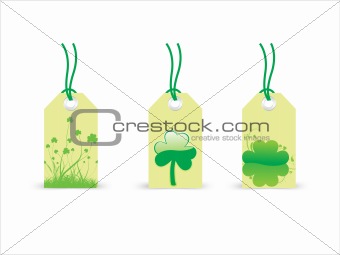 Clovers On Tags Vector Illustration