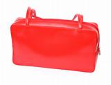 female red leather handbag