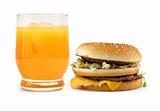 hamburger and orange juice