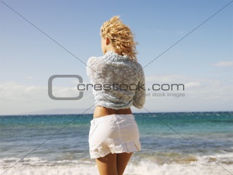 Woman looking at ocean