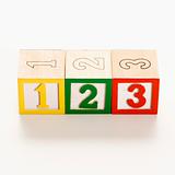 Numbered toy blocks.